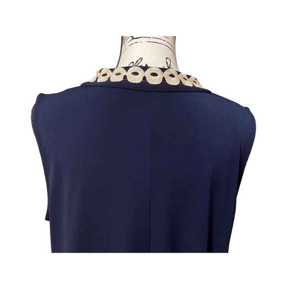 Women’s Nina Leonard Size XLarge Navy Blue Embroidered Dress Zipper Front - Picture 7 of 8